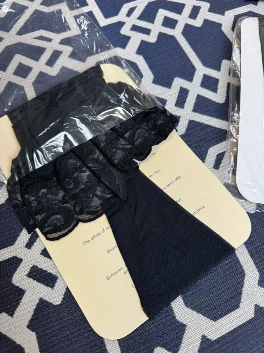 Victoria Secret Bundle Vintage Lace Top Thigh High Stockings Jet Black Large